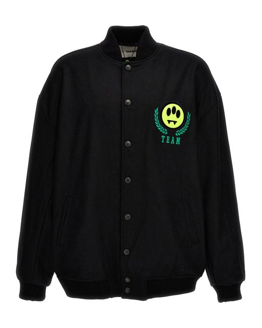 Logo Embroidery Bomber Jacket Giacche Nero di Barrow in Black