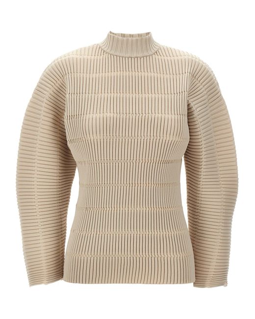 Pleats Please Issey Miyake Jiggly Knit Tops in Natural | Lyst