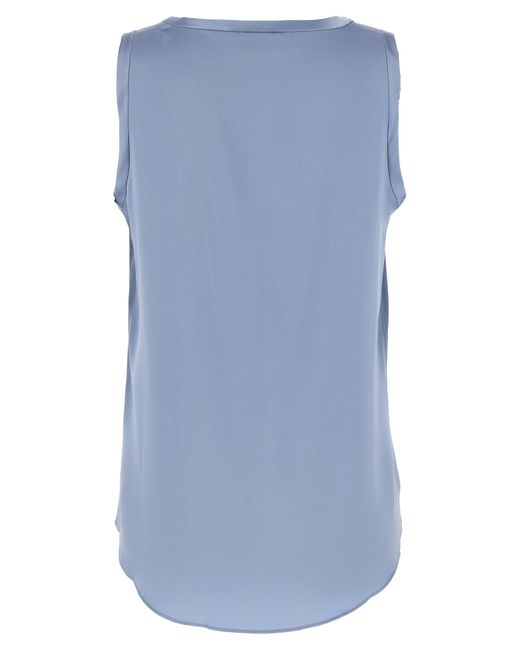 Satin Top Top Celeste-Donna di Brunello Cucinelli in Blue