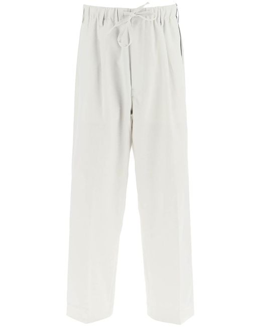 Y-3 White Lightweight Twill Pants With Side Stripes for men