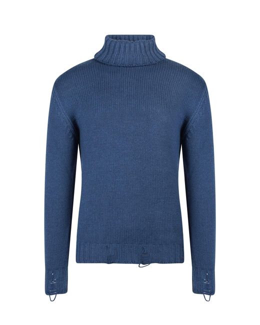 PT Torino Blue Virgin Wool Sweater With Destroyed Effect for men
