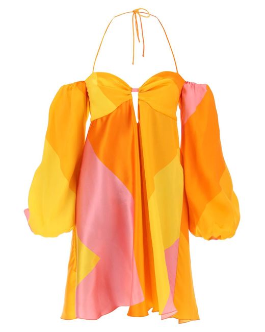 Raquel Diniz Orange Andressa Silk Satin Mini Dress