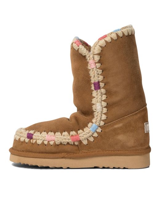 Mou Brown Eskimo 24 Overstitching Ankle Boots