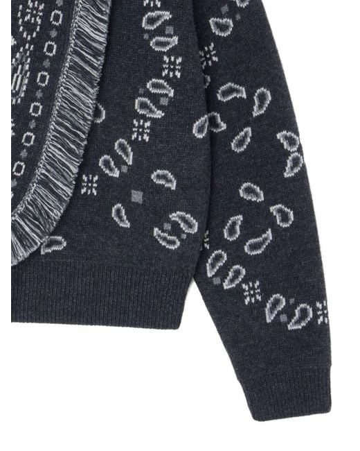 Alanui Black Bandana Wool And Cashmere Cardi-Bomber