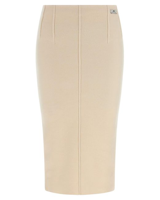 Elisabetta Franchi Natural Fabric Stitch Wool Skirt