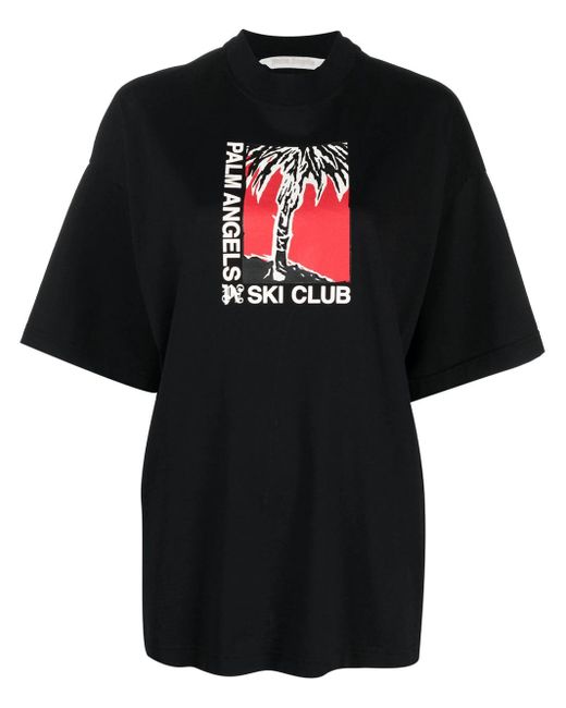 T-shirt Ski Club di Palm Angels in Black