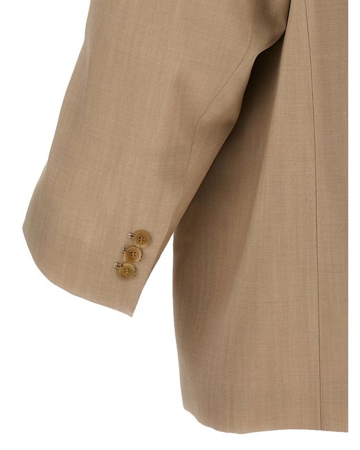 Double-Breasted Wool Blazer Beige di Hed Mayner in Natural da Uomo