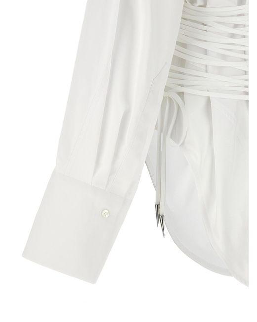 Mugler White Laced-up Shirt, Blouse