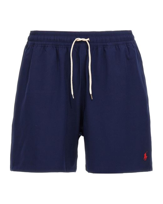 Polo Ralph Lauren Blue Logo Embroidery Swim Shorts for men