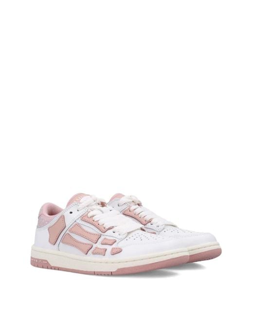 Amiri Pink Crystal Satin Skel Top Low Sneakers