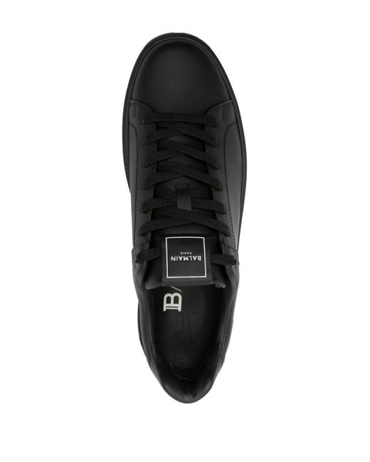 Balmain Black Leather Sneakers With Panels for men
