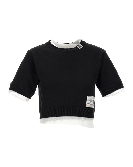 Maison Mihara Yasuhiro Black Contrast Insert Cropped Sweater