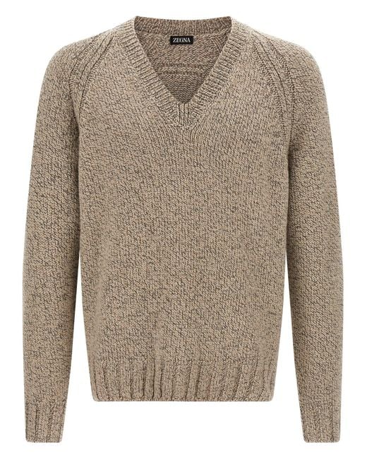 Zegna Gray Cashmere Sweater for men
