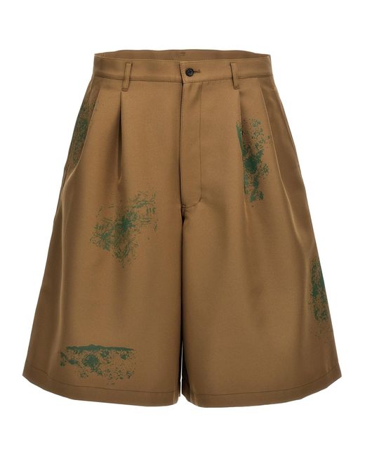 Comme des Garçons Green Paint Print Bermuda Shorts for men