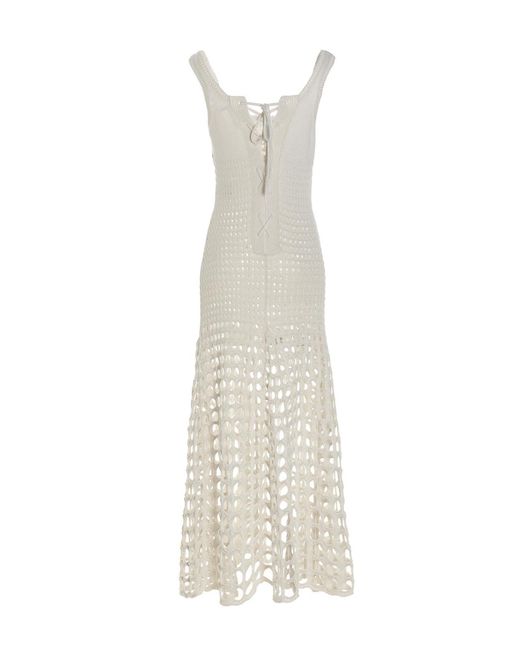 Chloé White Macramé Dress