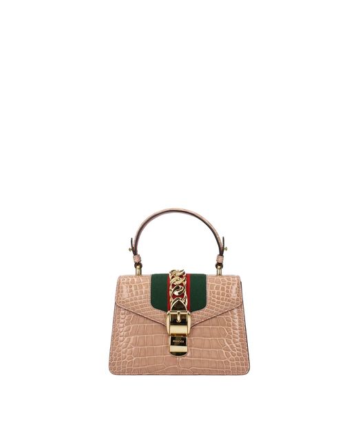 Gucci Handbags Leather Crocodile in Pink | Lyst
