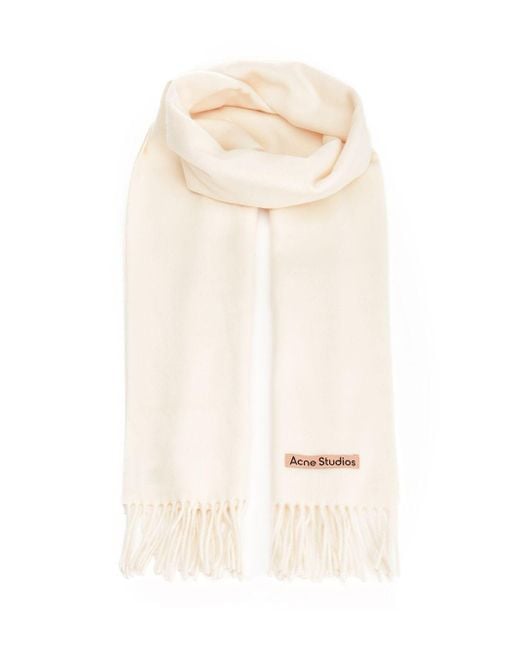 Acne Natural Wool Scarf Scarves And Foulards
