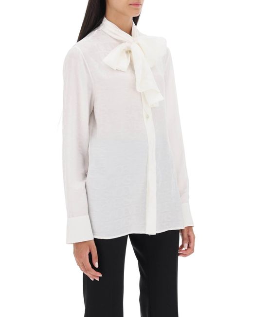 Versace White ' Allover' Lavallière Shirt