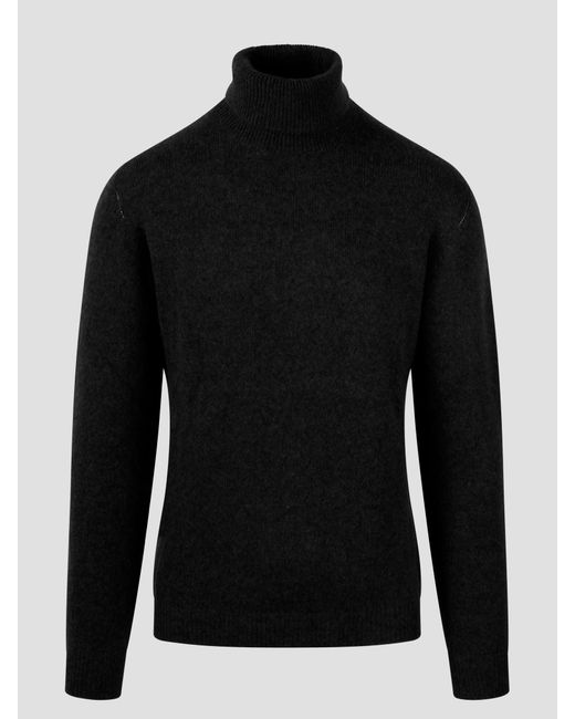 Roberto Collina Black Baby Camel Turtleneck Sweater for men