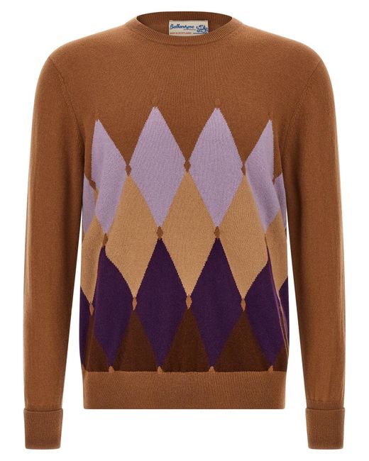 Ballantyne Brown Argyle Sweater Sweaters And Cardigans for men