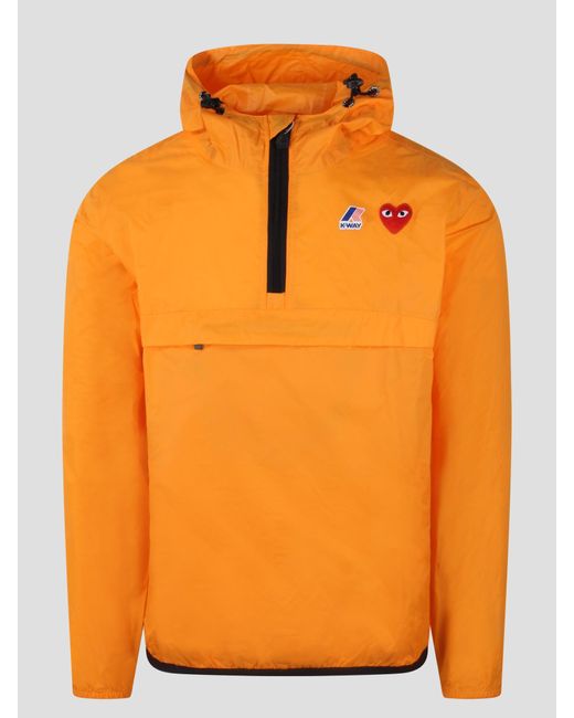 COMME DES GARÇONS PLAY Orange Kway Comme Des Garçons Anorak Jacket for men