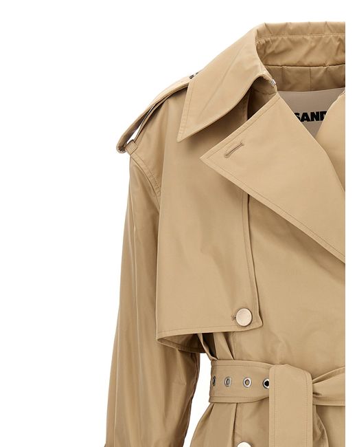 Oversize Double-Breasted Trench Coat Trench E Impermeabili Beige di Jil Sander in Natural
