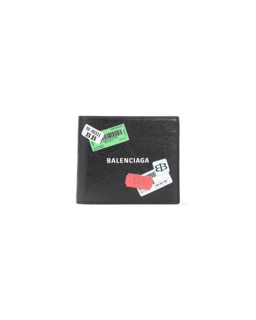 Cash Square Leather Wallet-Uomo di Balenciaga in Black da Uomo