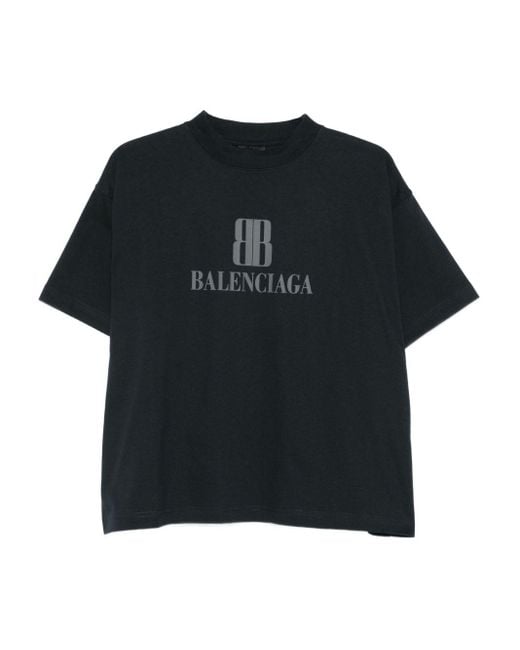 Balenciaga Black Cotton T-Shirt With Logo