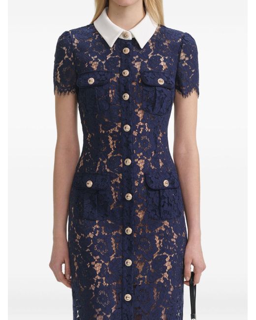 Self-Portrait Blue Dress With Front Button Fastening