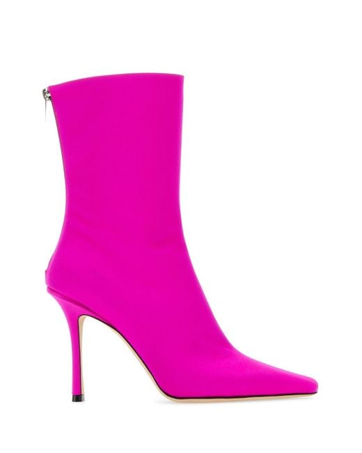 Jimmy Choo Pink Fuchsia Satin Ankle Boots
