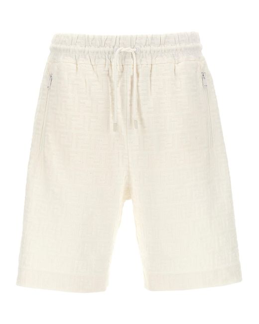 Jacquard Bermuda Shorts Bermuda, Short Bianco di Fendi in White da Uomo