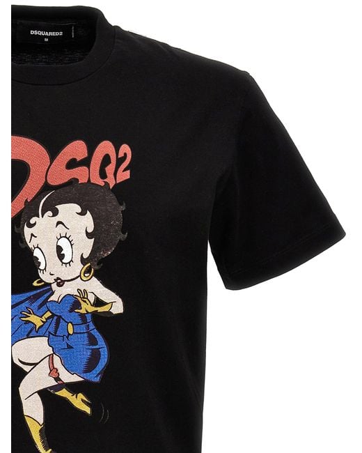 Betty Boop T Shirt Nero di DSquared² in Black da Uomo