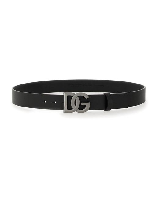 Dolce & Gabbana Black Dg Buckle Leather Belt for men