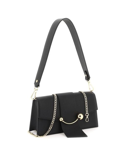 Strathberry Black 'mini Crescent' Leather Bag