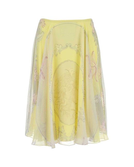 Versace Yellow Skirt With Medusa Cameo Print
