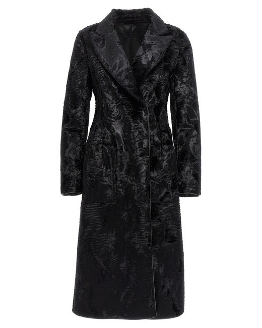 Alberta Ferretti Black Eco Astrakhan Coat Coats, Trench Coats