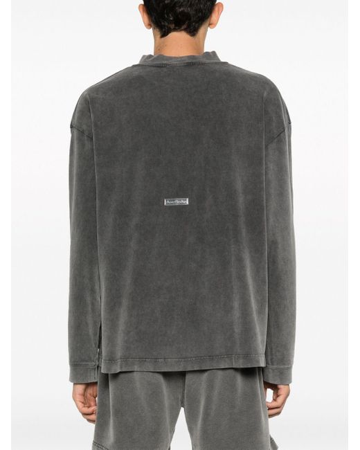 Acne Gray Logo Cotton T-Shirt for men