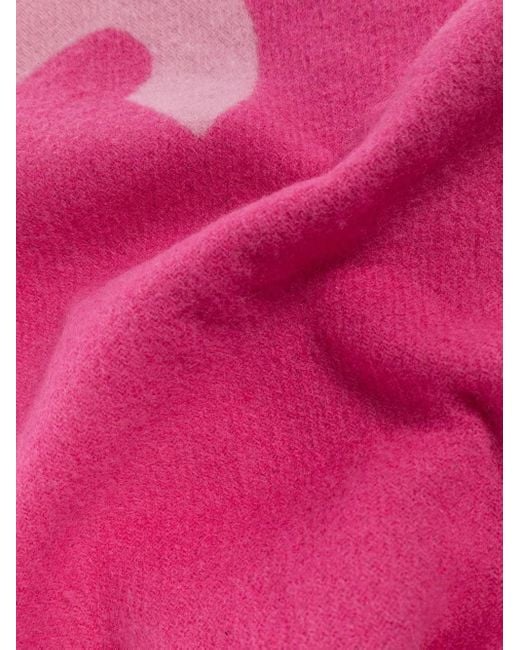 Jacquemus Pink Scarf With Logo And Fringe