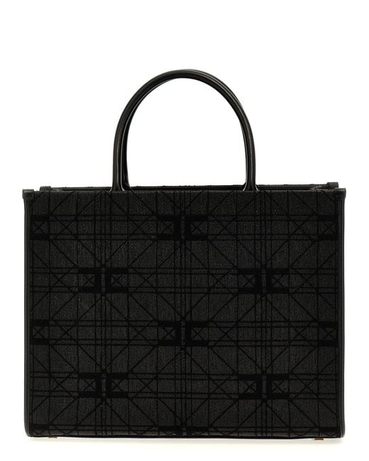 Logo Jacquard Shopping Bag Borse A Mano Nero di Elisabetta Franchi in Black