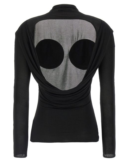 Jean Paul Gaultier Black Semi-Transparent Jersey Cone Sweater