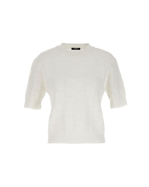Balmain White Monogramma Sweater, Cardigans