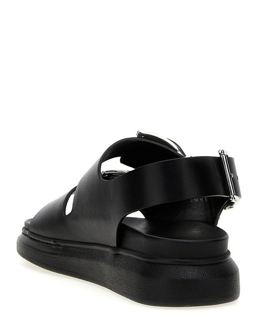 Alexander McQueen Black Buckle Leather Sandals for men