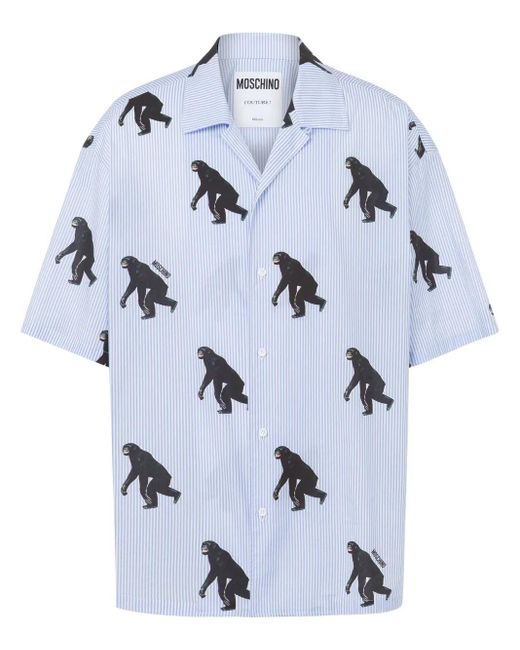 Moschino Blue Graphic Print Shirt