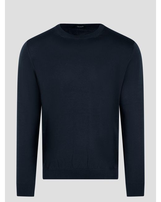 Drumohr Blue Cotton Knit Sweater for men
