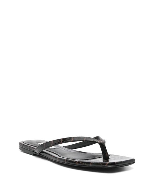 Totême  Black Croco-Embossed Flip-Flops