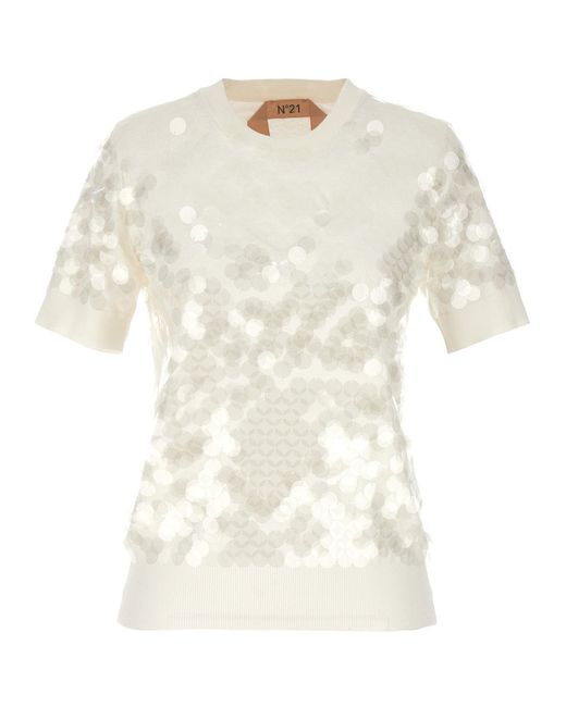N°21 White Sequin Sweater