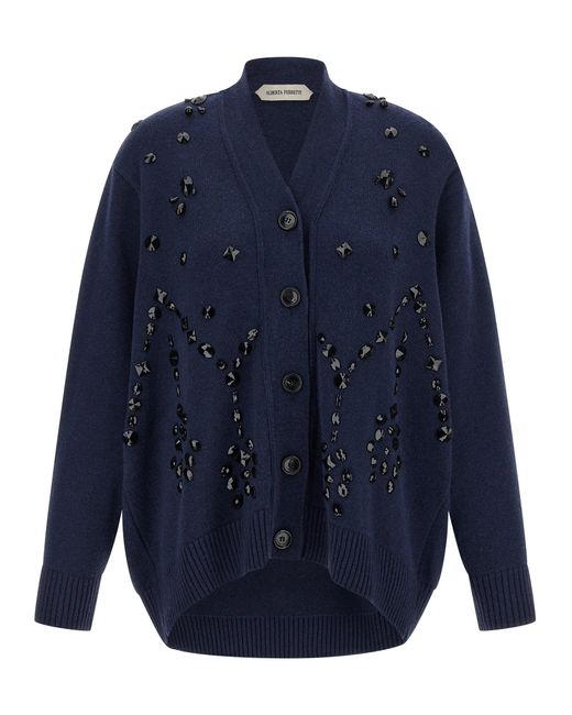 Embroidery Cardigan Maglioni Blu-Donna di Alberta Ferretti in Blue