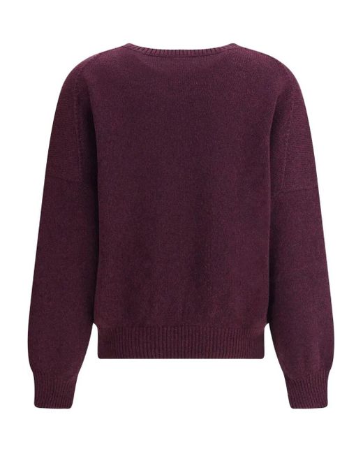 Khaite Purple Wolfe V-Neck Knitted Cashmere Sweater