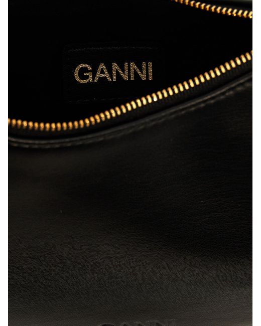 Ganni Black Leather Swing Shoulder Bag
