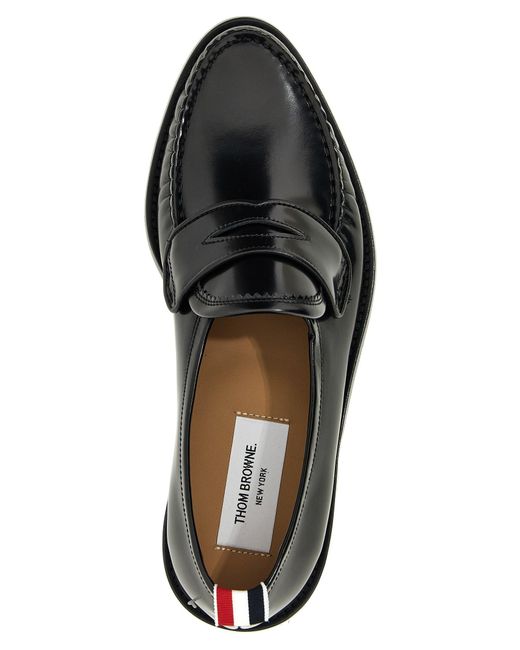 Thom Browne Black Pleated Varsity Loafers for men